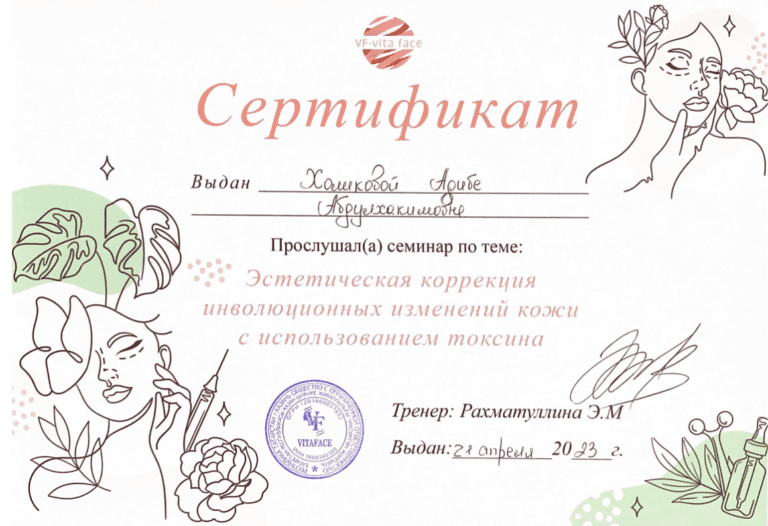 Сертификат VITA FACE Ботокс
